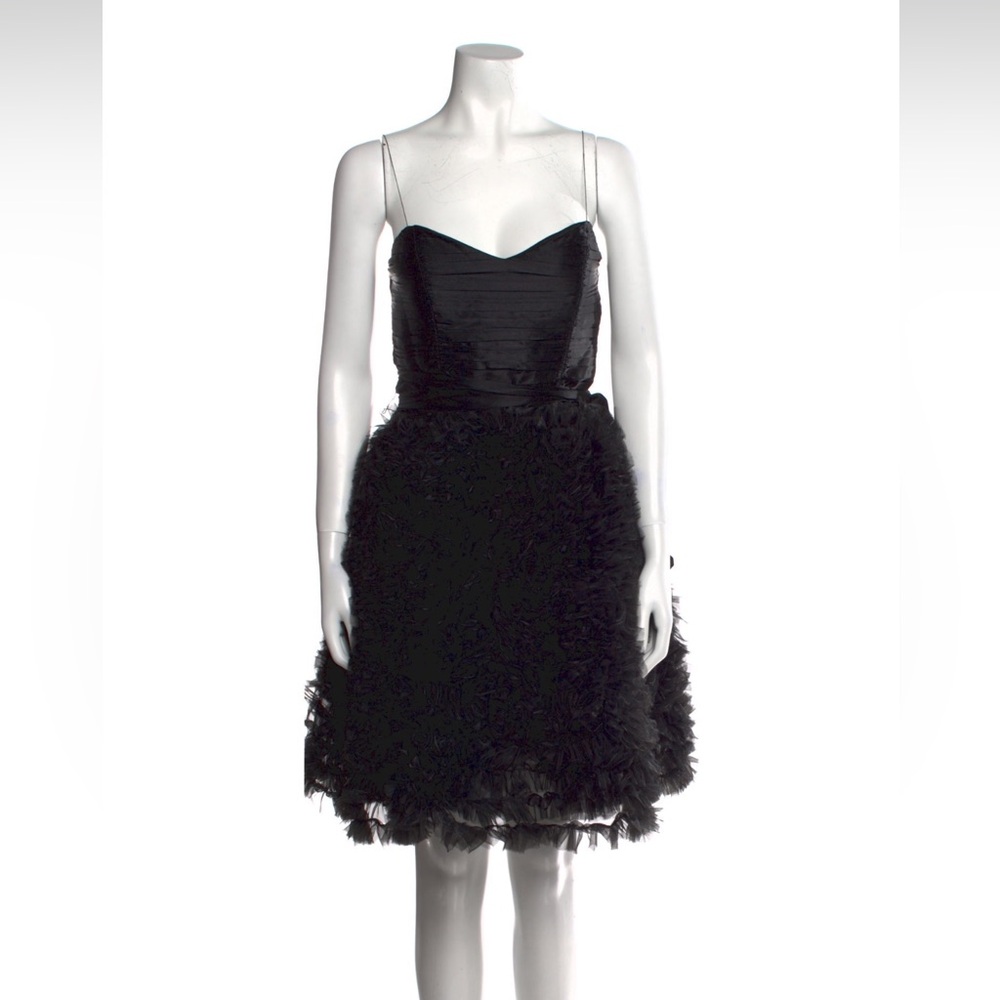 Aidan Mattox Silk A-Line Cocktail Dress Black Size 4